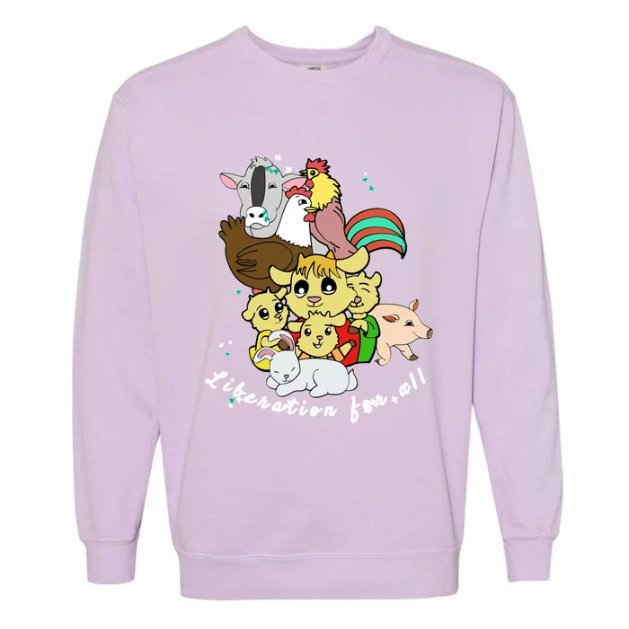 Liberation Ll Cute Farm Animals Vegan Vegetarian Love Gift Garment-Dyed Sweatshirt