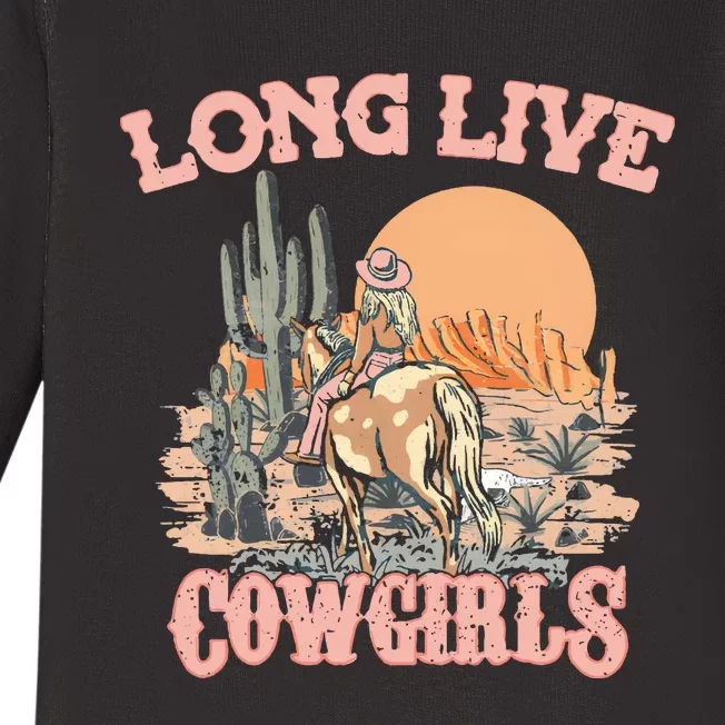 Long Live Cowgirls Retro Western Baby Long Sleeve Bodysuit