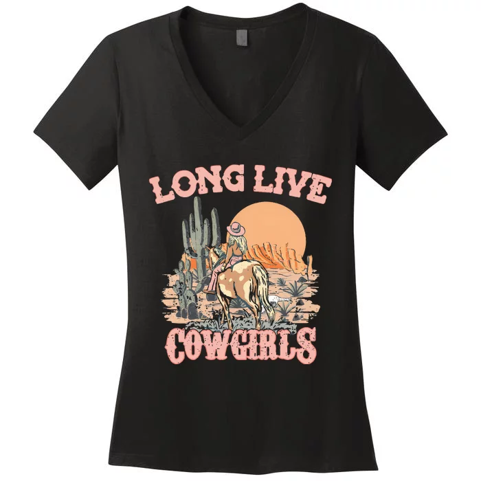 Long Live Cowgirls Retro Western Women's V-Neck T-Shirt