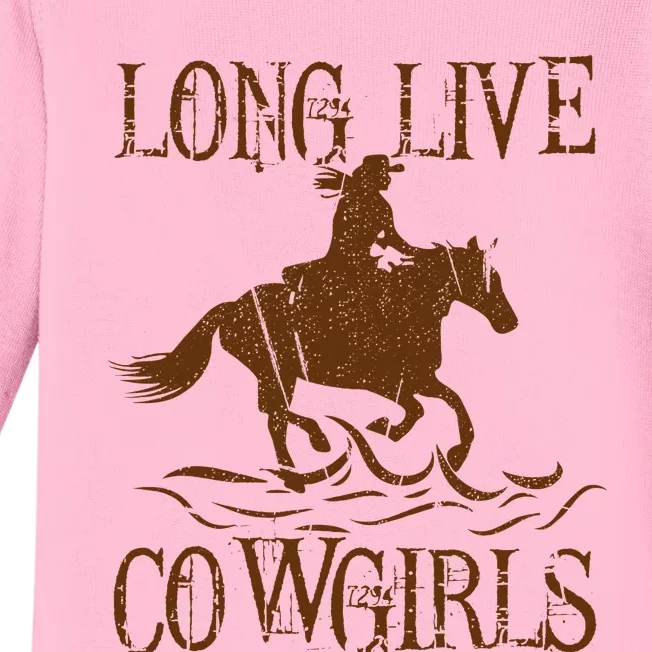 Long Live Country Cowgirls Howdy Rodeo Western Baby Long Sleeve Bodysuit