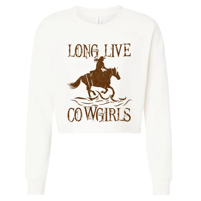 Long Live Country Cowgirls Howdy Rodeo Western Cropped Pullover Crew