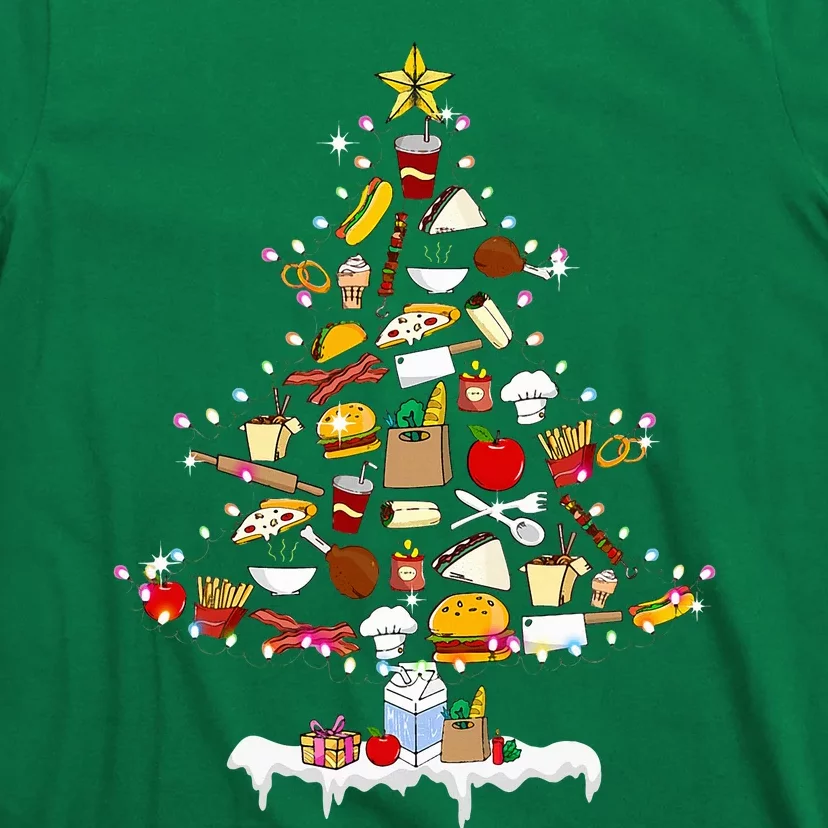 Lunch Lady Christmas Tree Merry Christmas Cafeteria Crew T-Shirt