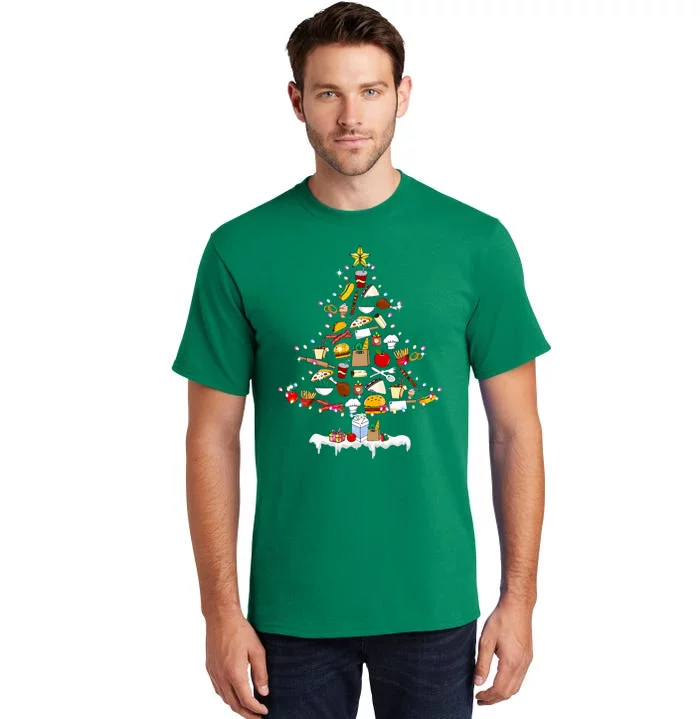 Lunch Lady Christmas Tree Merry Christmas Cafeteria Crew Tall T-Shirt