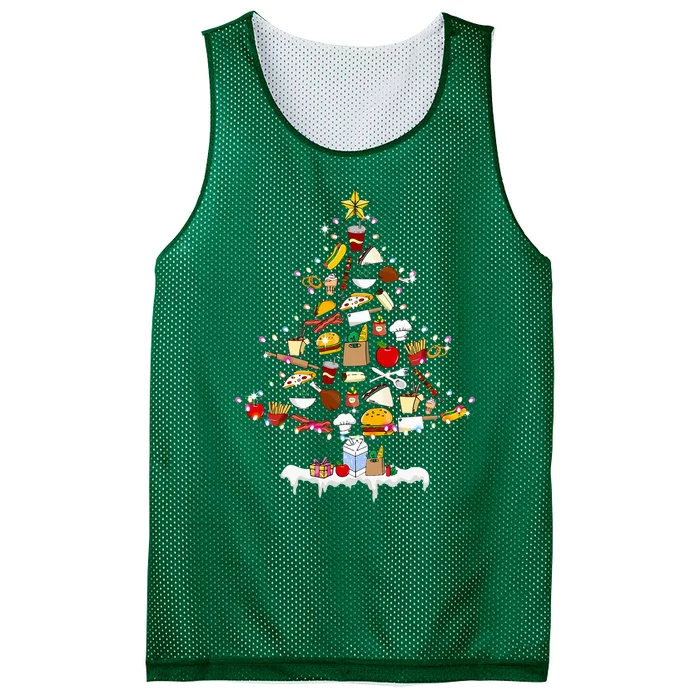 Lunch Lady Christmas Tree Merry Christmas Cafeteria Crew Mesh Reversible Basketball Jersey Tank