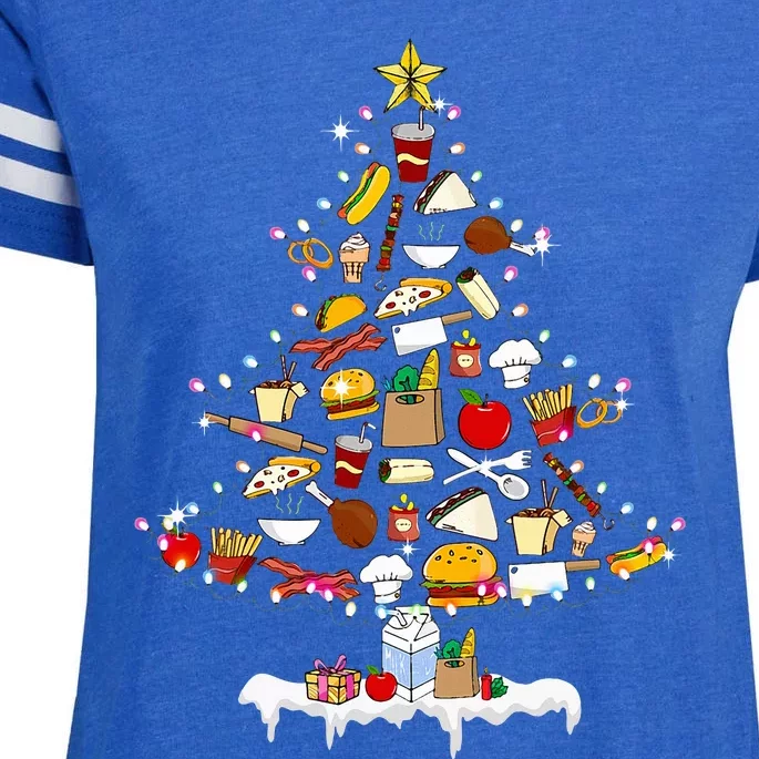 Lunch Lady Christmas Tree Merry Christmas Cafeteria Crew Enza Ladies Jersey Football T-Shirt