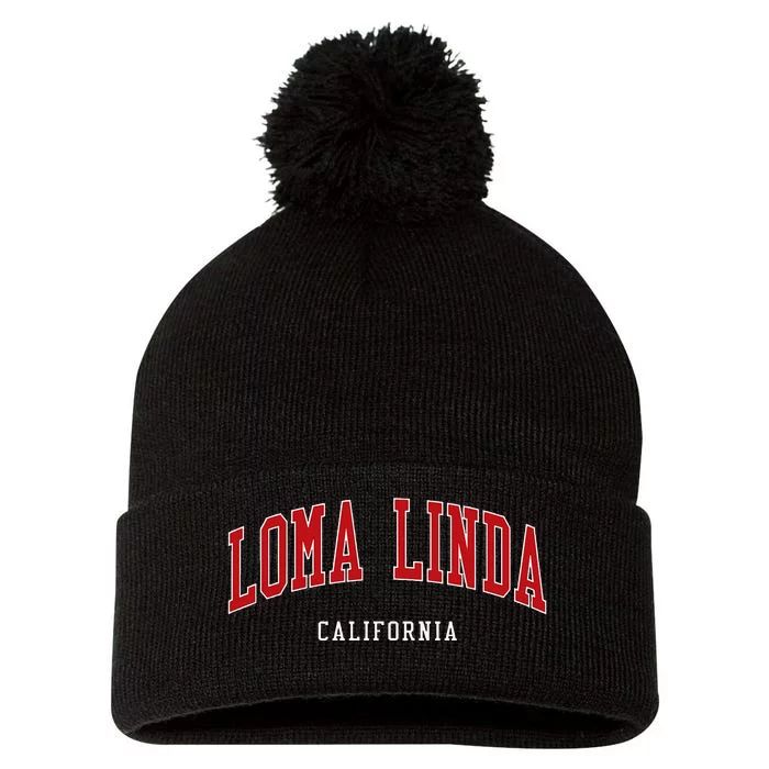 Loma Linda California College University Style Pom Pom 12in Knit Beanie