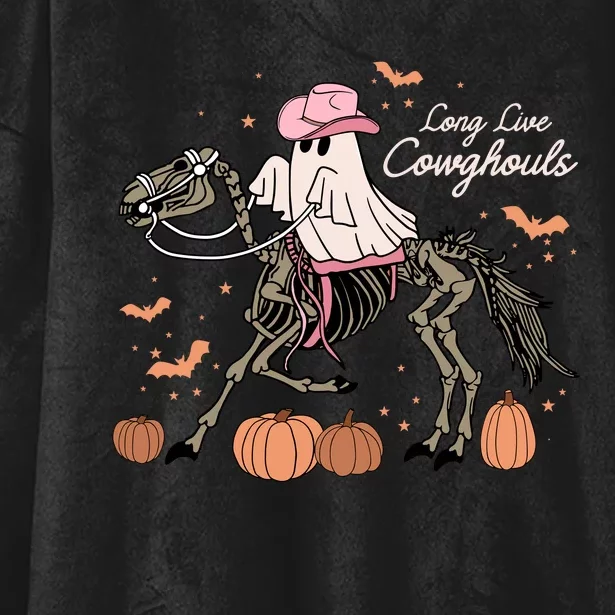 Long Live Cowghouls Halloween Ghost Cowboy Skeleton Horse Hooded Wearable Blanket