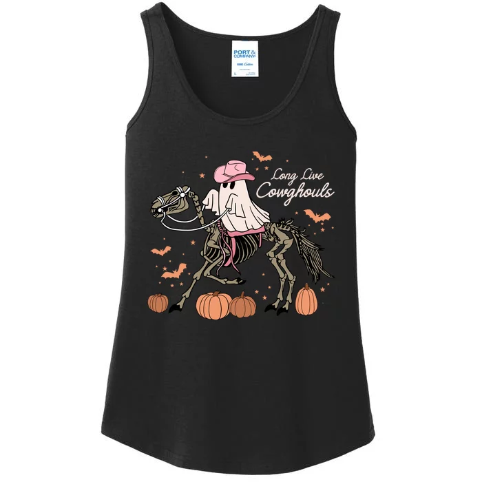 Long Live Cowghouls Halloween Ghost Cowboy Skeleton Horse Ladies Essential Tank