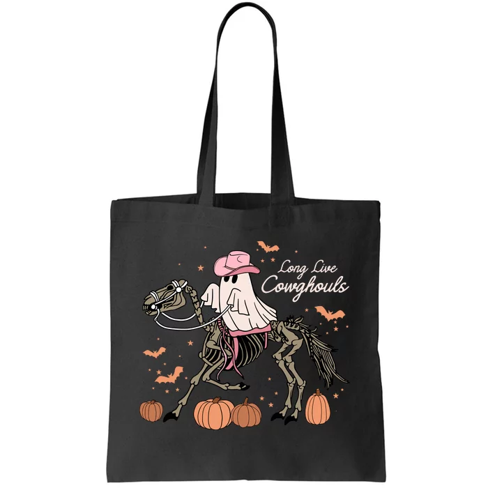 Long Live Cowghouls Halloween Ghost Cowboy Skeleton Horse Tote Bag