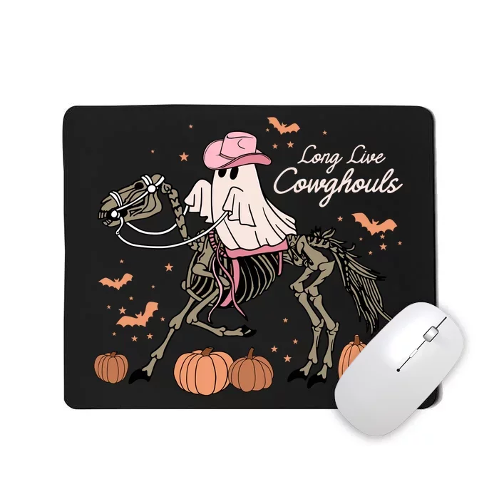 Long Live Cowghouls Halloween Ghost Cowboy Skeleton Horse Mousepad