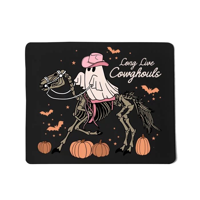 Long Live Cowghouls Halloween Ghost Cowboy Skeleton Horse Mousepad