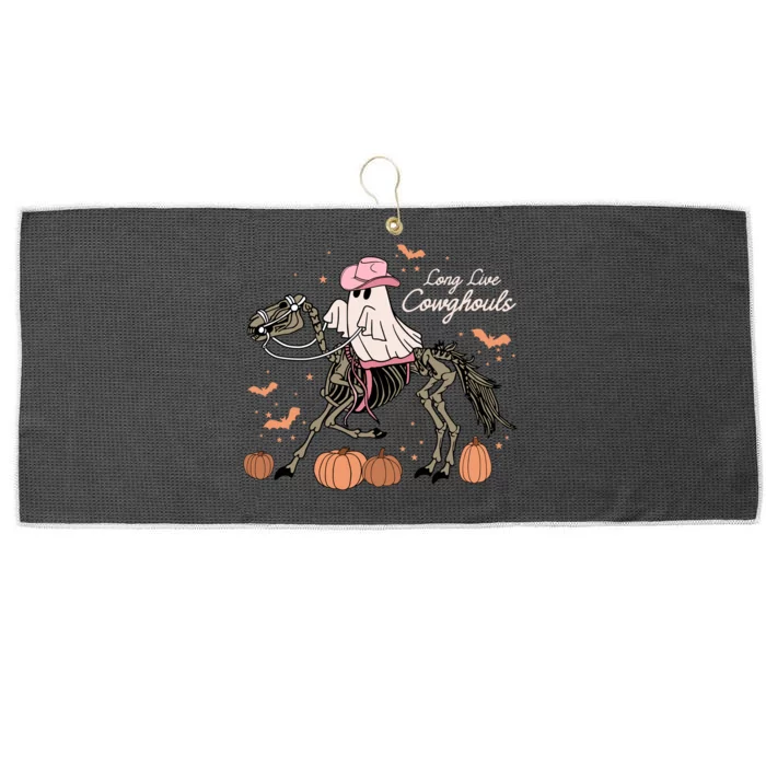 Long Live Cowghouls Halloween Ghost Cowboy Skeleton Horse Large Microfiber Waffle Golf Towel