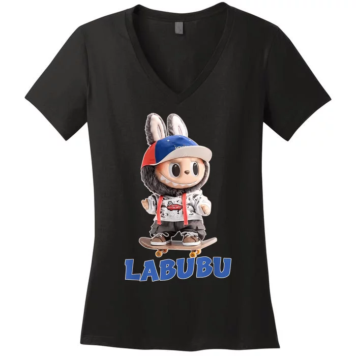 Labubu Lover Cute Labubu Party Meme Women's V-Neck T-Shirt