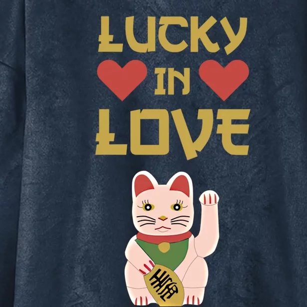 Lucky Love Cat Valentine Eki Neko Fortune Gift Hooded Wearable Blanket