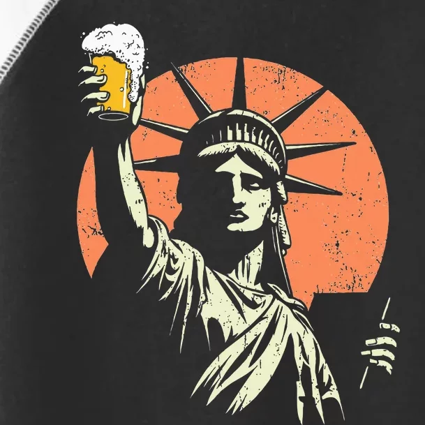 Lady Liberty Drinks Beer Funny Toast To Freedom Toddler Fine Jersey T-Shirt