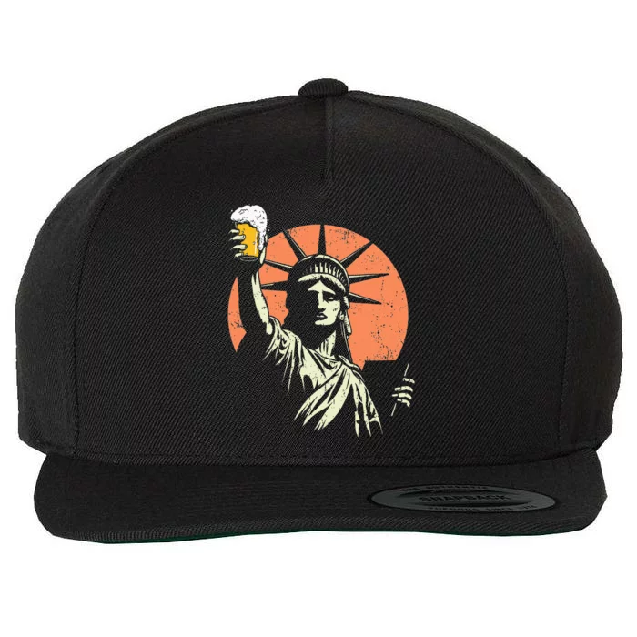 Lady Liberty Drinks Beer Funny Toast To Freedom Wool Snapback Cap