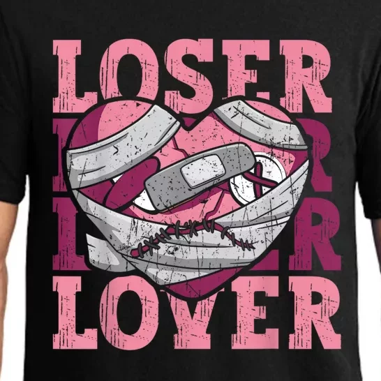 Lover Loser Dripping Heart Heartbreak Design Valentines Pajama Set