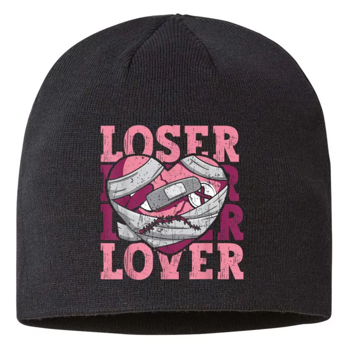 Lover Loser Dripping Heart Heartbreak Design Valentines 8 1/2in Sustainable Knit Beanie