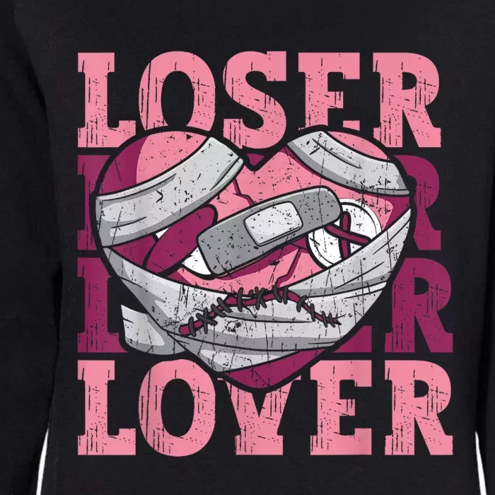 Lover Loser Dripping Heart Heartbreak Design Valentines Womens California Wash Sweatshirt