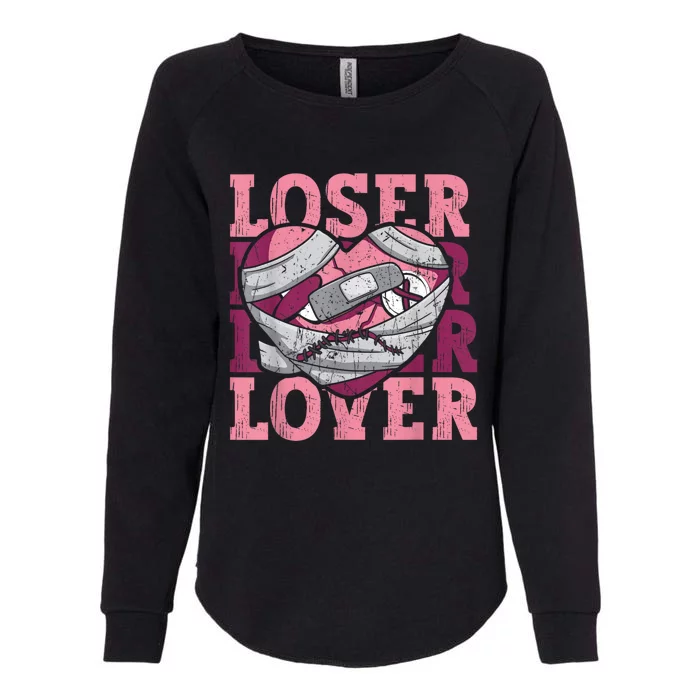 Lover Loser Dripping Heart Heartbreak Design Valentines Womens California Wash Sweatshirt