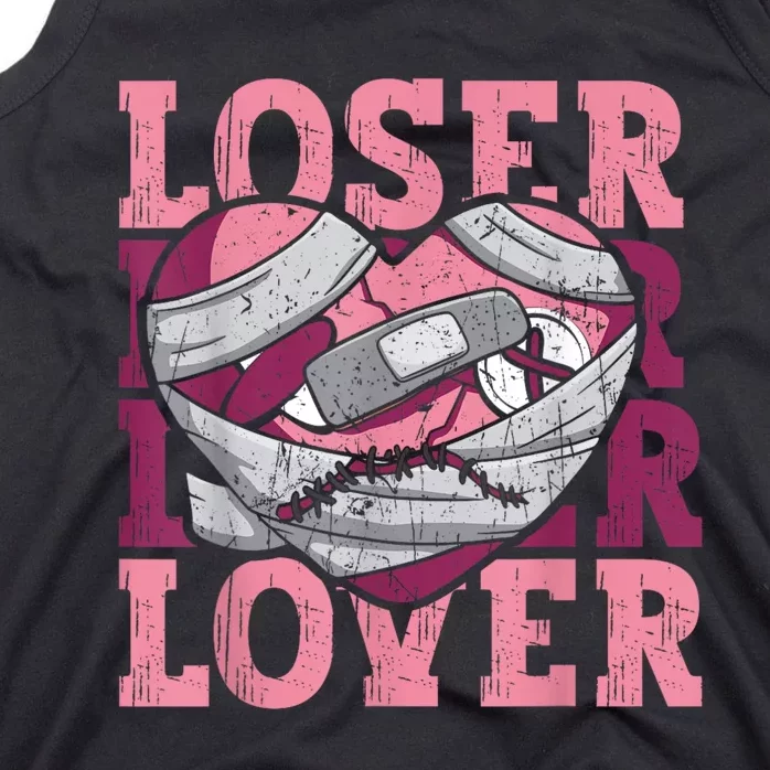 Lover Loser Dripping Heart Heartbreak Design Valentines Tank Top