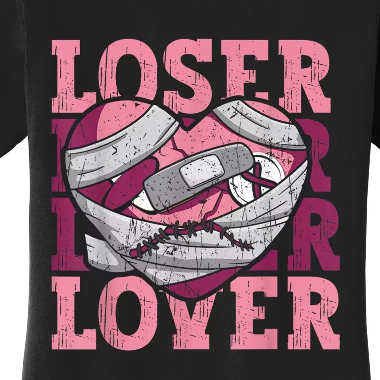 Lover Loser Dripping Heart Heartbreak Design Valentines Women's T-Shirt