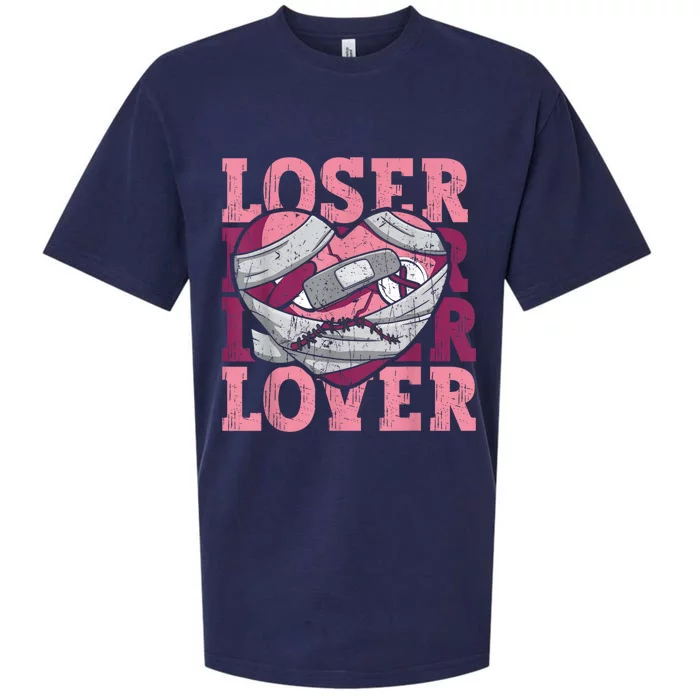 Lover Loser Dripping Heart Heartbreak Design Valentines Sueded Cloud Jersey T-Shirt