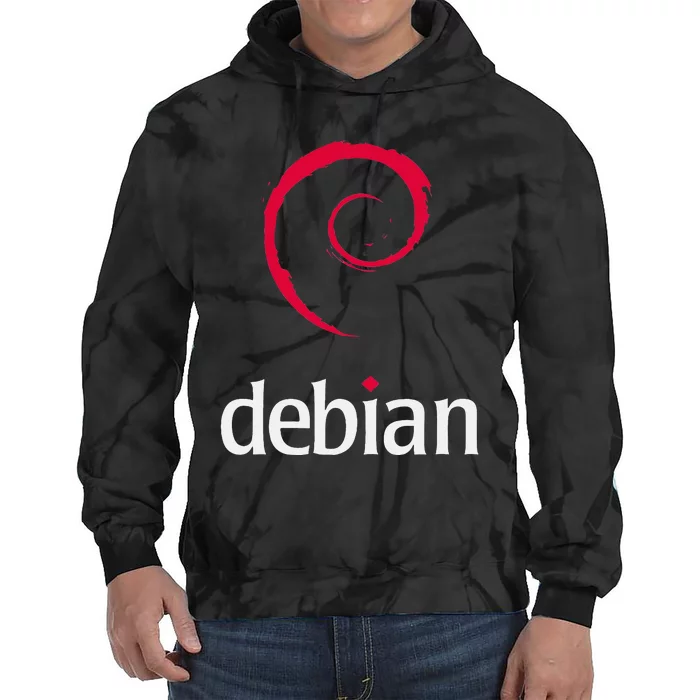 Linux Lover Debian Tagline Spiral Logo OpenSource Os Tie Dye Hoodie