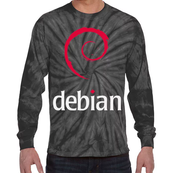 Linux Lover Debian Tagline Spiral Logo OpenSource Os Tie-Dye Long Sleeve Shirt