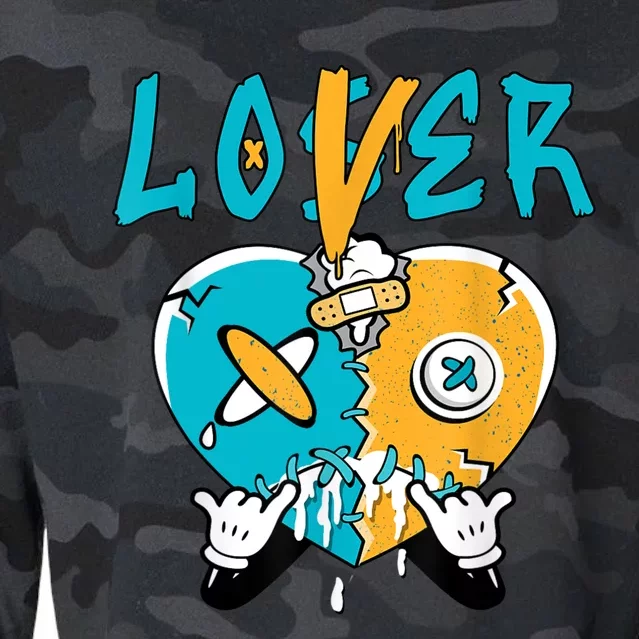 Loser Lover Drip Heart Retro Aqua 5s Matching Cropped Pullover Crew