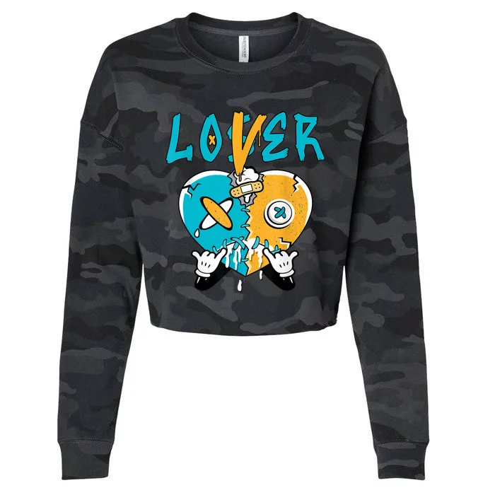 Loser Lover Drip Heart Retro Aqua 5s Matching Cropped Pullover Crew