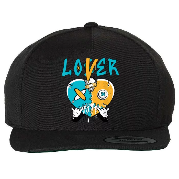 Loser Lover Drip Heart Retro Aqua 5s Matching Wool Snapback Cap