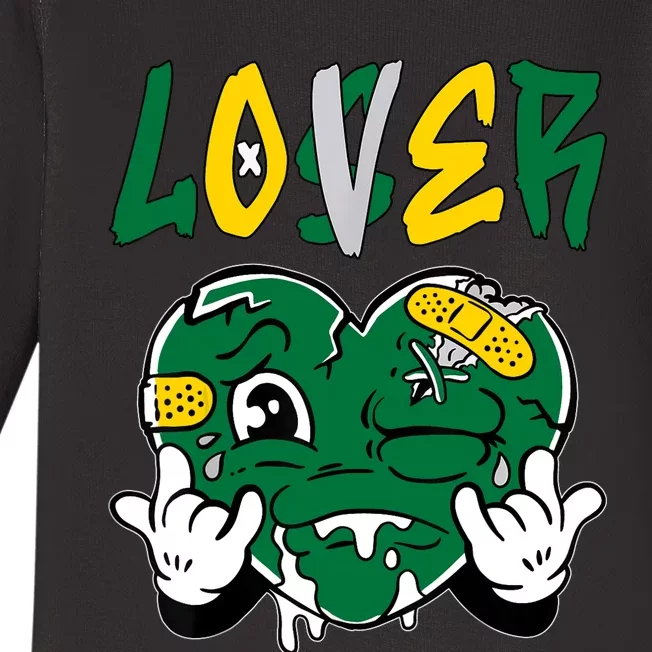 Loser Lover Drip Heart Green Yellow Matching Outfit Baby Long Sleeve Bodysuit