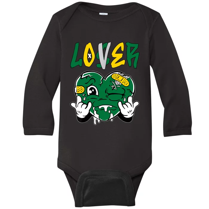 Loser Lover Drip Heart Green Yellow Matching Outfit Baby Long Sleeve Bodysuit