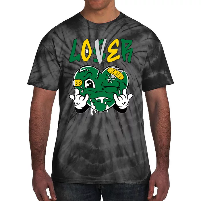 Loser Lover Drip Heart Green Yellow Matching Outfit Tie-Dye T-Shirt