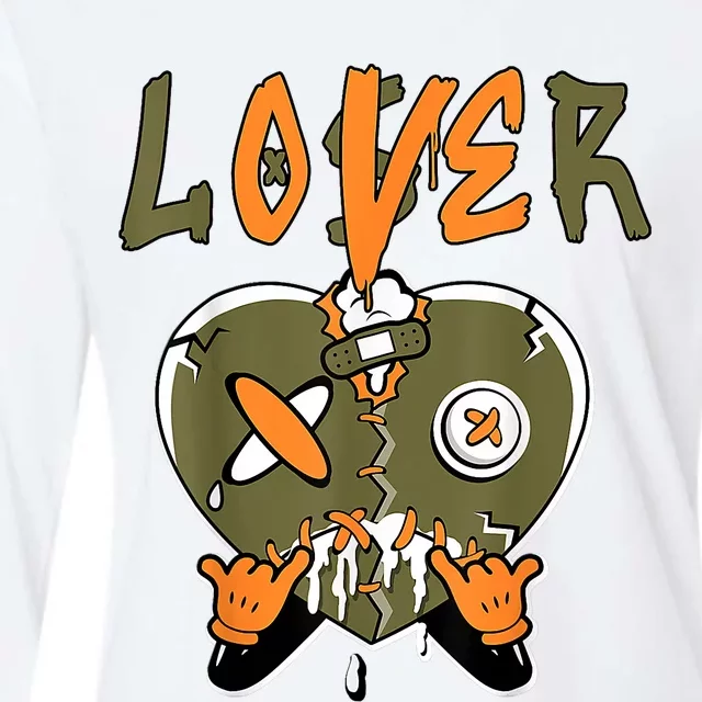 Loser Lover Drip Heart Olive Green 5s Matching Womens Cotton Relaxed Long Sleeve T-Shirt