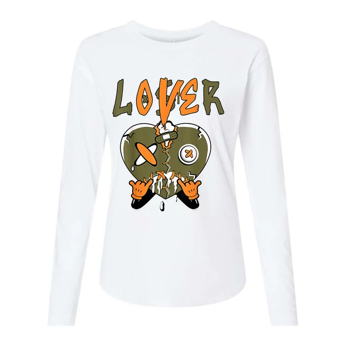 Loser Lover Drip Heart Olive Green 5s Matching Womens Cotton Relaxed Long Sleeve T-Shirt