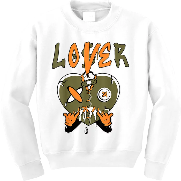 Loser Lover Drip Heart Olive Green 5s Matching Kids Sweatshirt