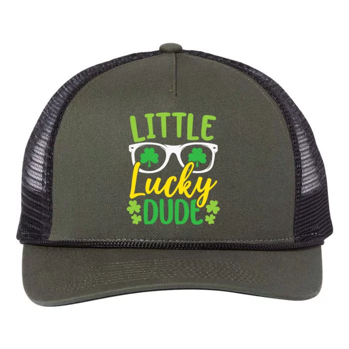 Little Lucky Dude St. Patrick's, Sunglasses With Shamrock Retro Rope Trucker Hat Cap