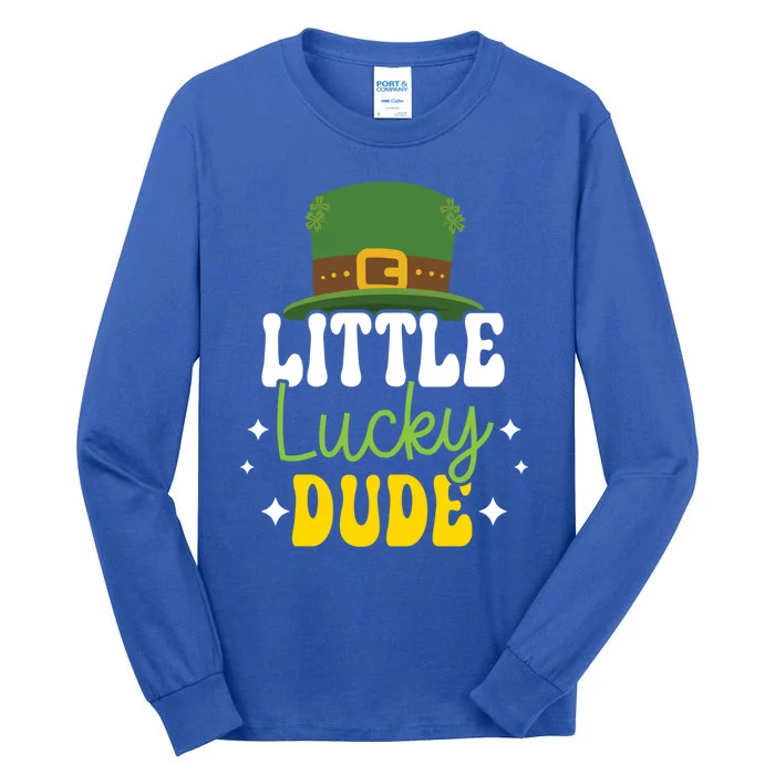 Little Lucky Dude Shamrock St Patricks Day Irish Pride Gift Tall Long Sleeve T-Shirt