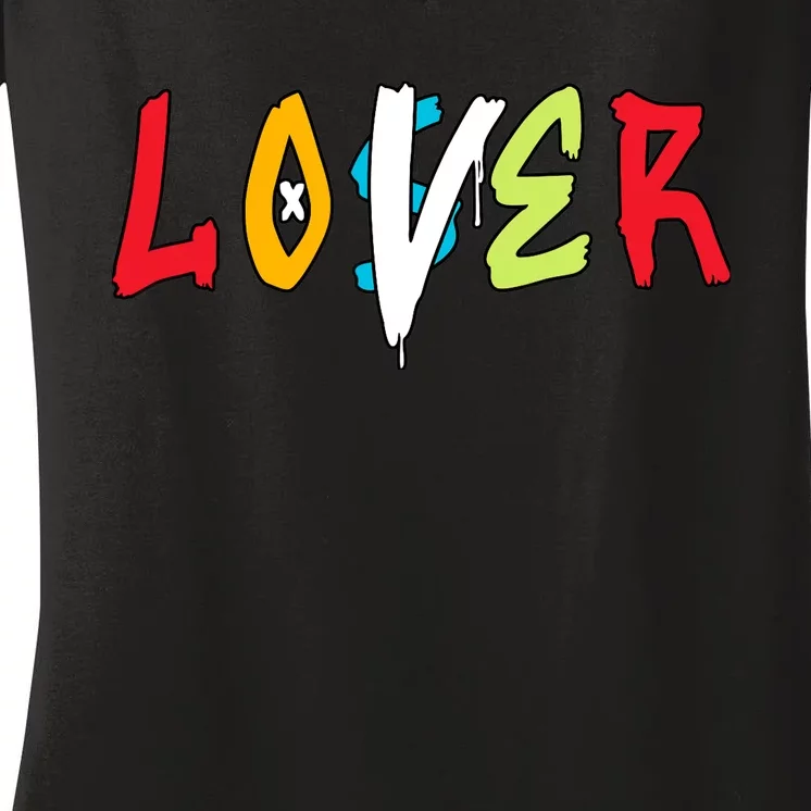 Loser Lover Drip Fruity Pebbles Dunk Low Matching Women's V-Neck T-Shirt