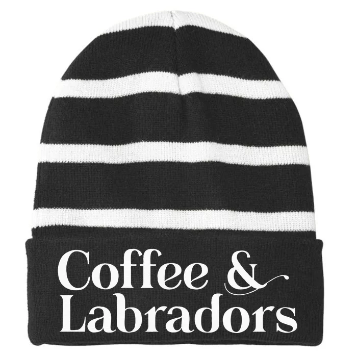 Labrador Lab Dog Coffee and Labrador Retriever Striped Beanie with Solid Band