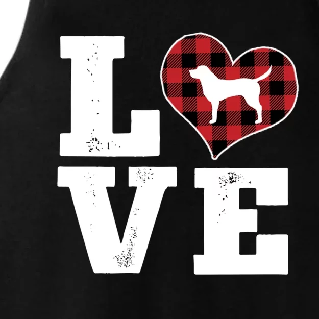 Love Labrador Dog Lovers Funny Gift Buffalo Plaid Valentines Day Gift Ladies Tri-Blend Wicking Tank