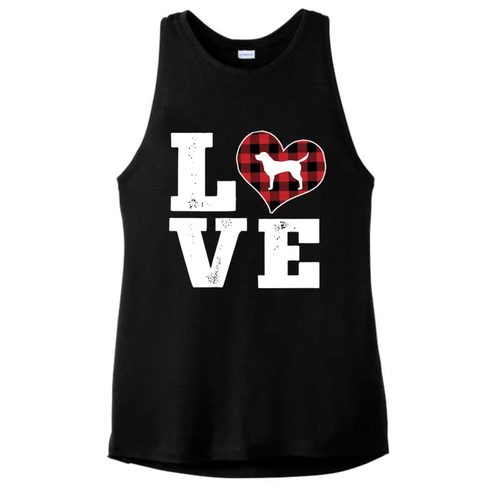 Love Labrador Dog Lovers Funny Gift Buffalo Plaid Valentines Day Gift Ladies Tri-Blend Wicking Tank