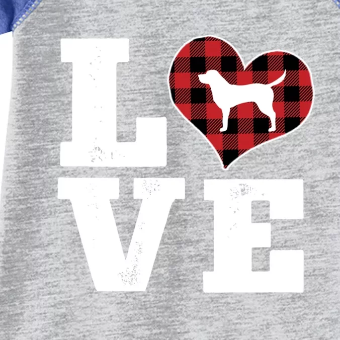 Love Labrador Dog Lovers Funny Gift Buffalo Plaid Valentines Day Gift Infant Baby Jersey Bodysuit