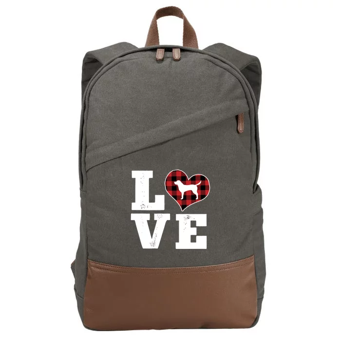 Love Labrador Dog Lovers Funny Gift Buffalo Plaid Valentines Day Gift Cotton Canvas Backpack