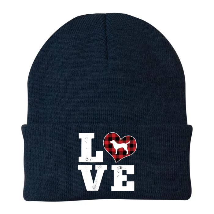 Love Labrador Dog Lovers Funny Gift Buffalo Plaid Valentines Day Gift Knit Cap Winter Beanie