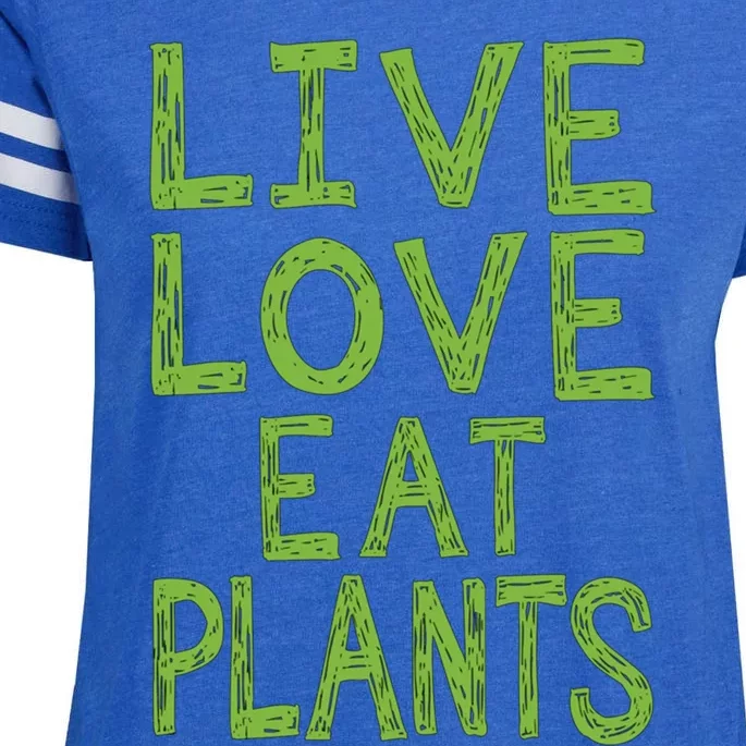 Live Love Eat Plants Cool Gift Enza Ladies Jersey Football T-Shirt