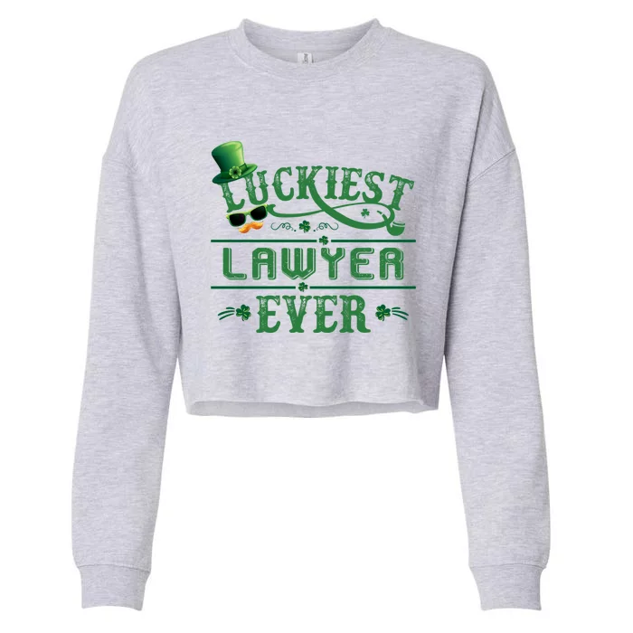 Luckiest Lawyer Ever Shamrock Leprechaun Hat St Patrick Day Gift Cropped Pullover Crew