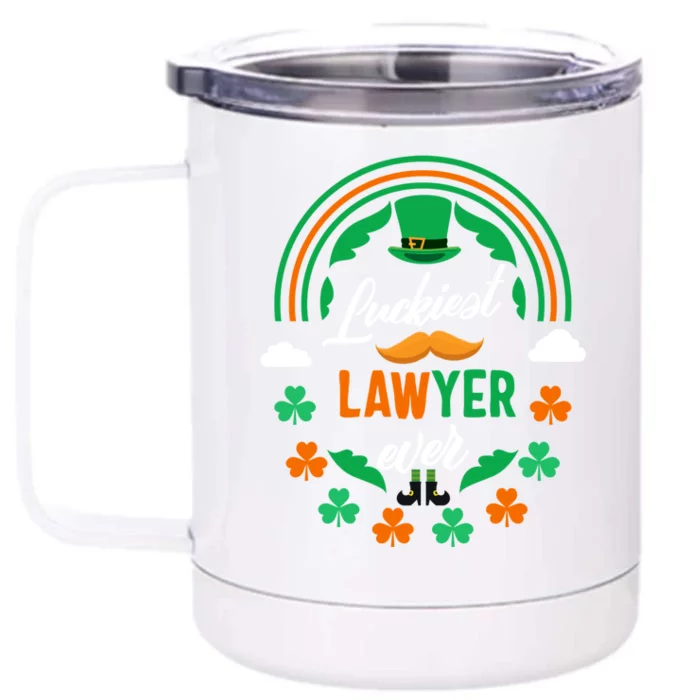 Luckiest Lawyer Ever Shamrock Top Hat St Patricks Day Gift Front & Back 12oz Stainless Steel Tumbler Cup